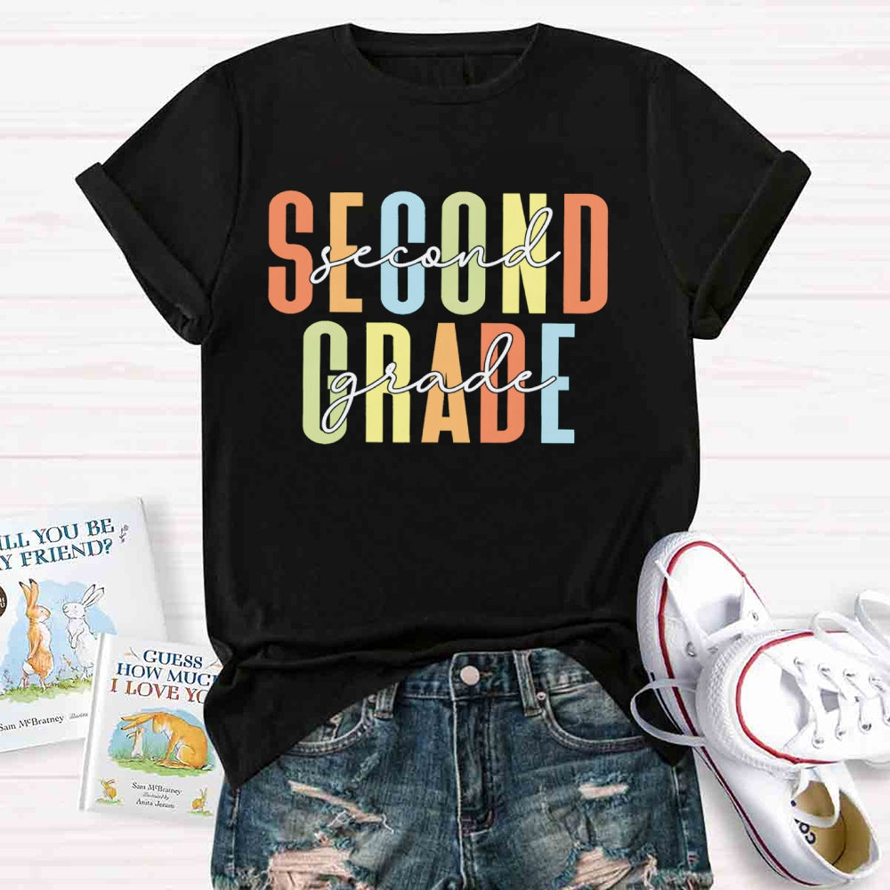 Personalized Grade Colored Letters T-shirt