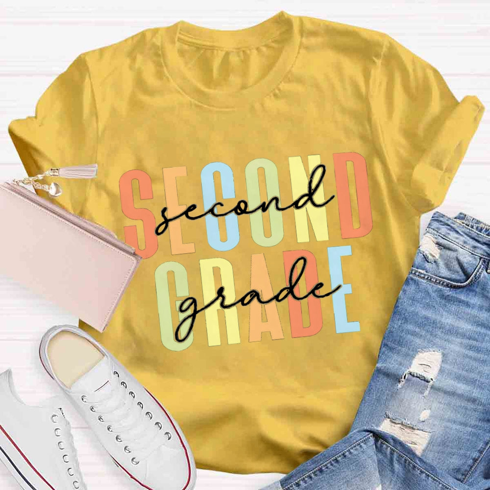 Personalized Grade Colored Letters T-shirt