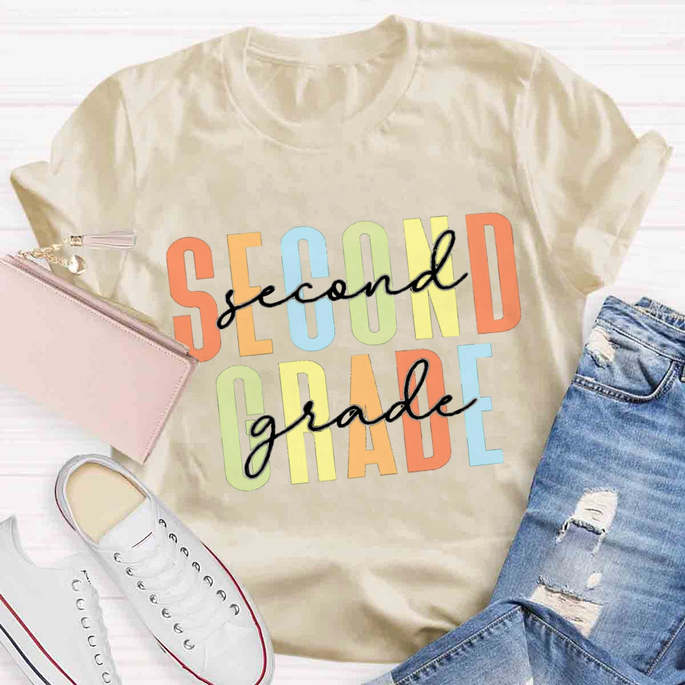 Personalized Grade Colored Letters T-shirt
