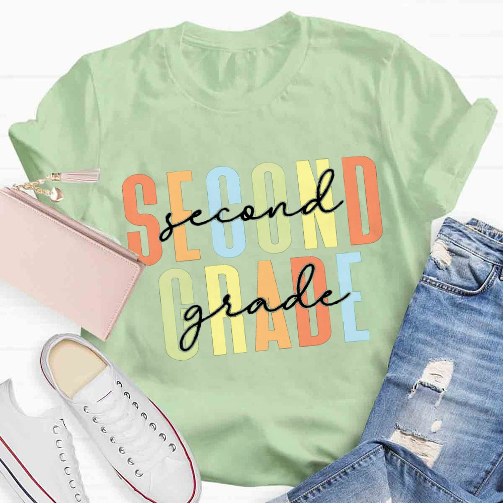 Personalized Grade Colored Letters T-shirt