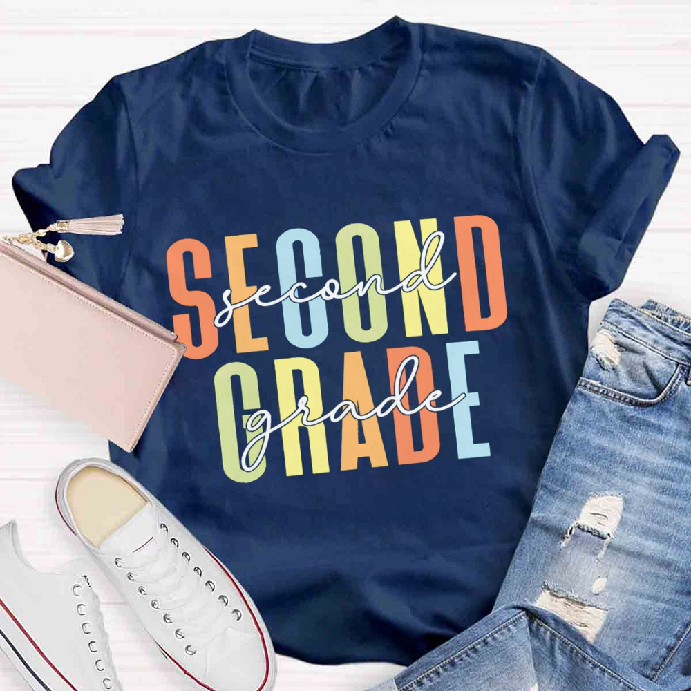 Personalized Grade Colored Letters T-shirt