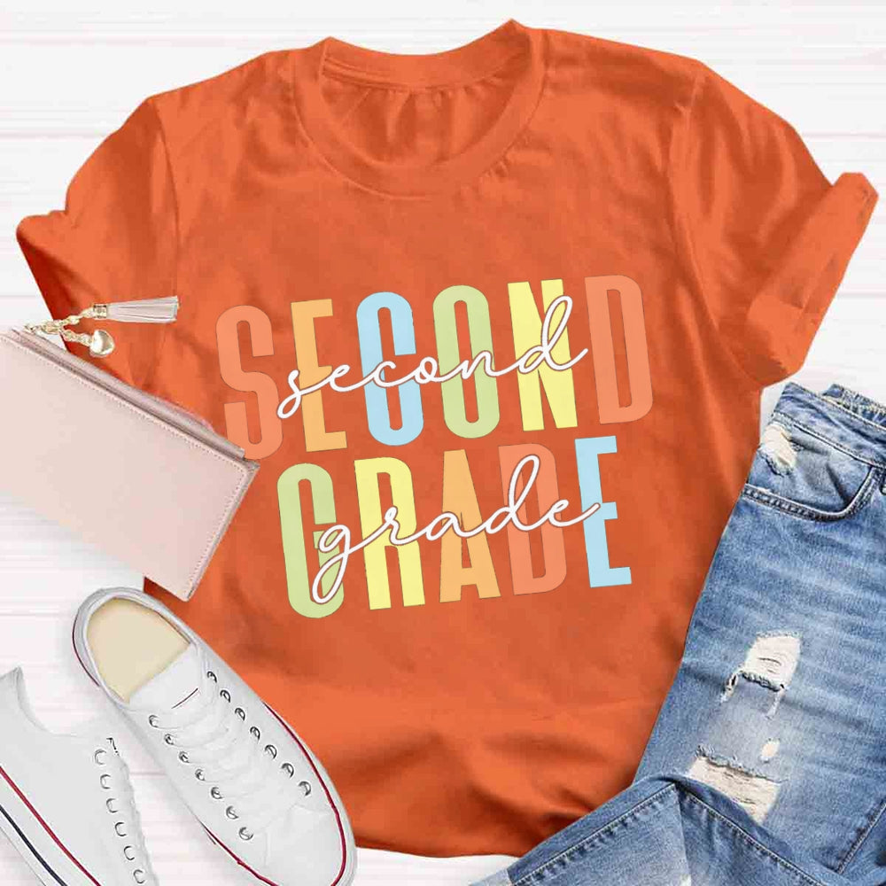 Personalized Grade Colored Letters T-shirt