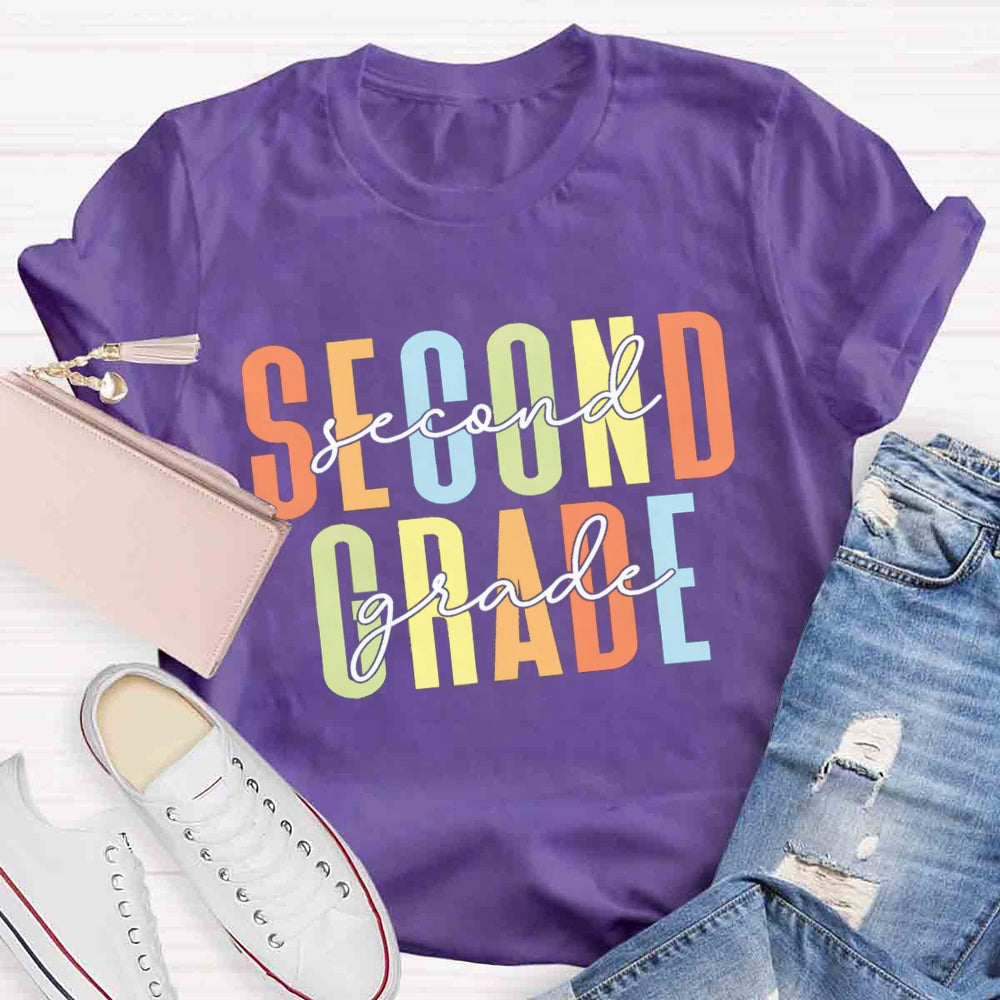 Personalized Grade Colored Letters T-shirt