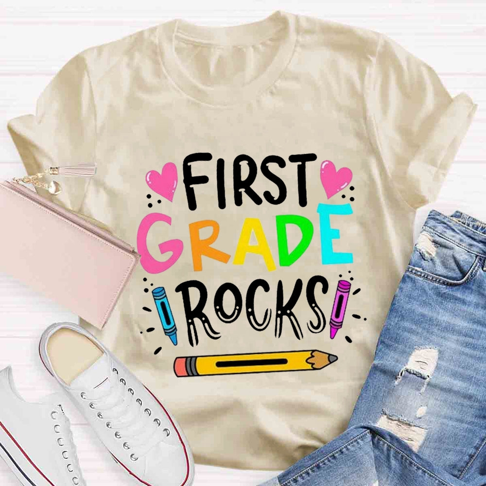 Personalized Grade Rocks Teacher T-Shirt
