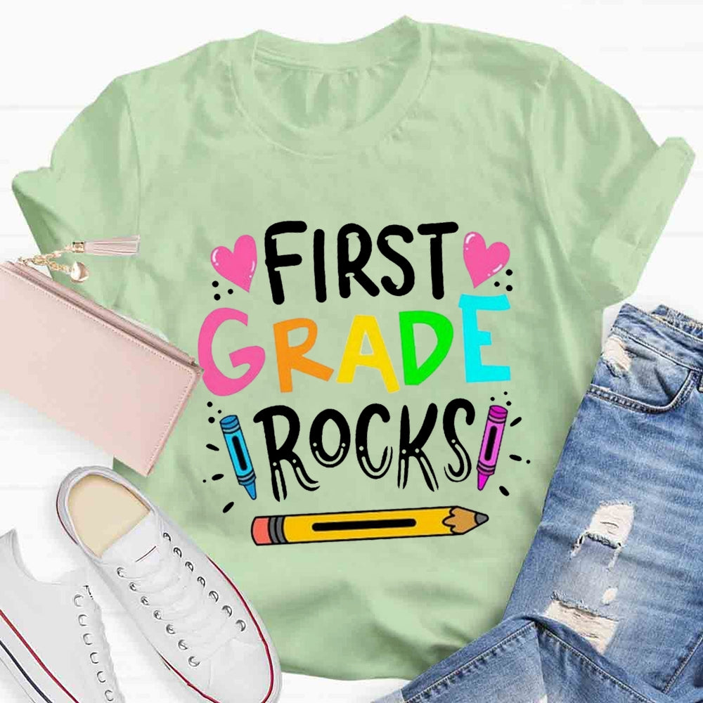 Personalized Grade Rocks Teacher T-Shirt