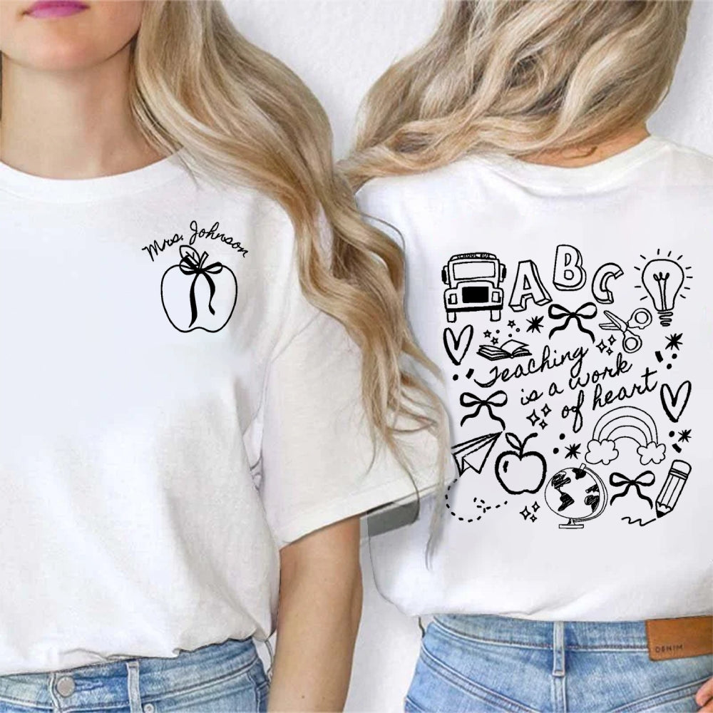 Personalized Name Teaching In A Work Of Heart Apple t-shirt