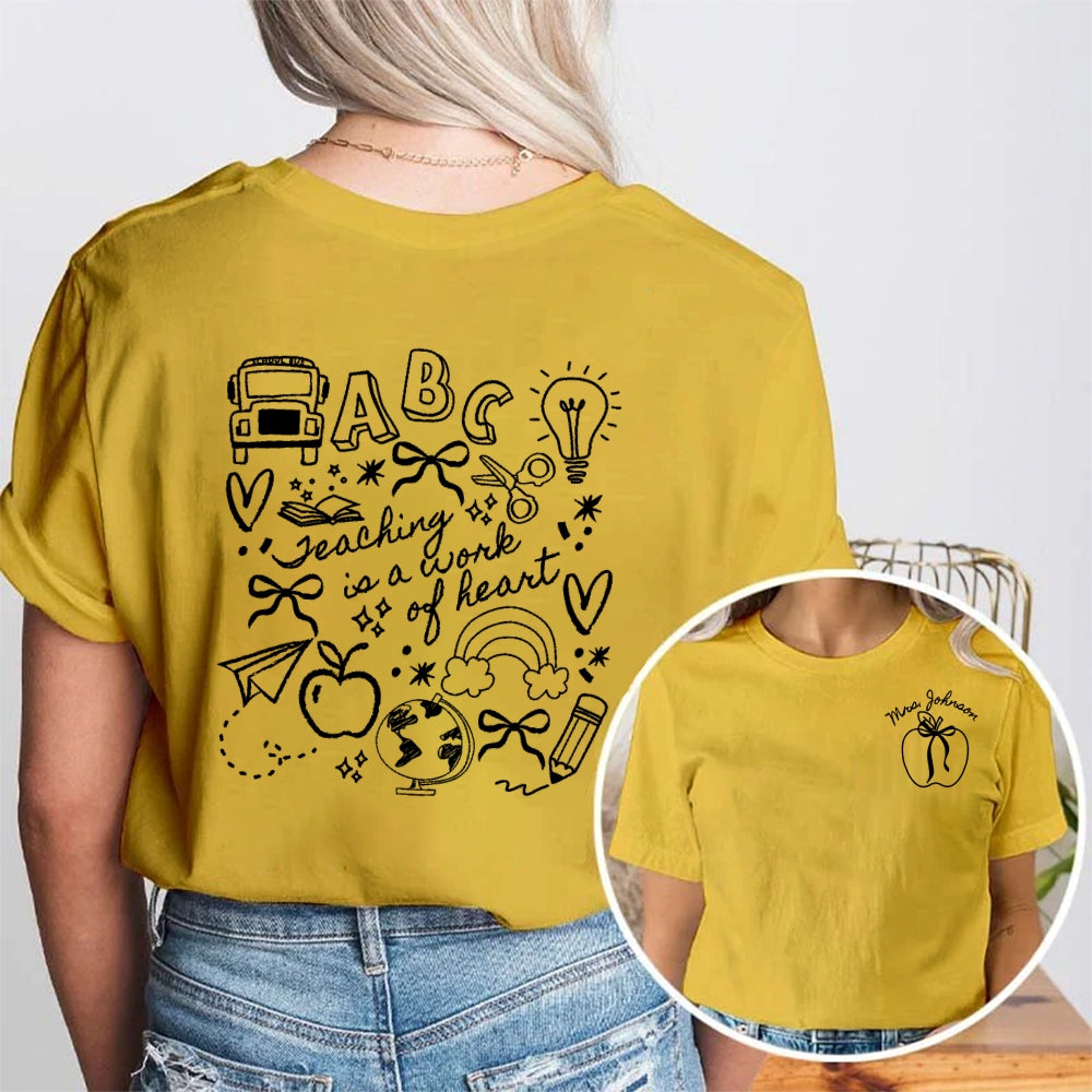 Personalized Name Teaching In A Work Of Heart Apple t-shirt