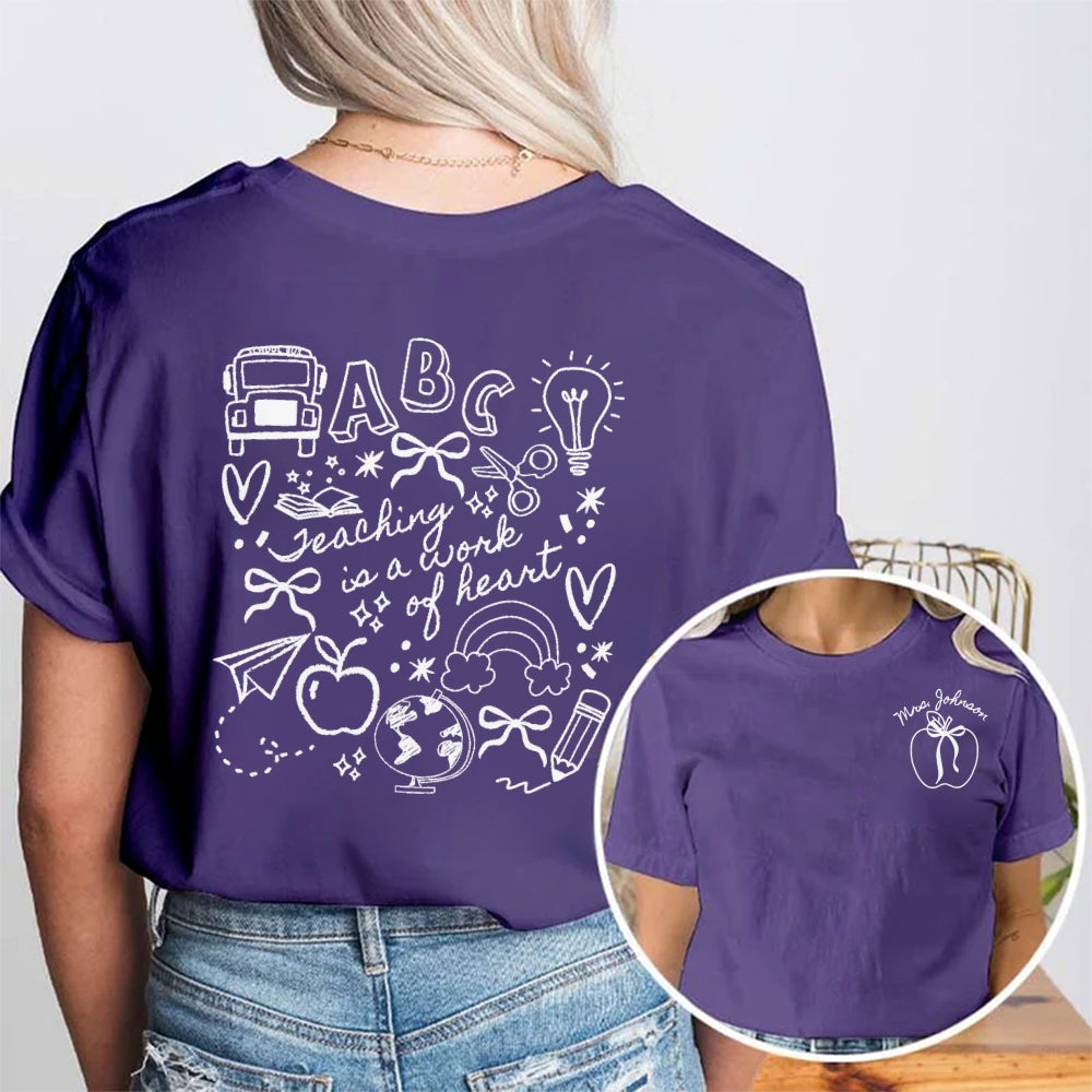 Personalized Name Teaching In A Work Of Heart Apple t-shirt