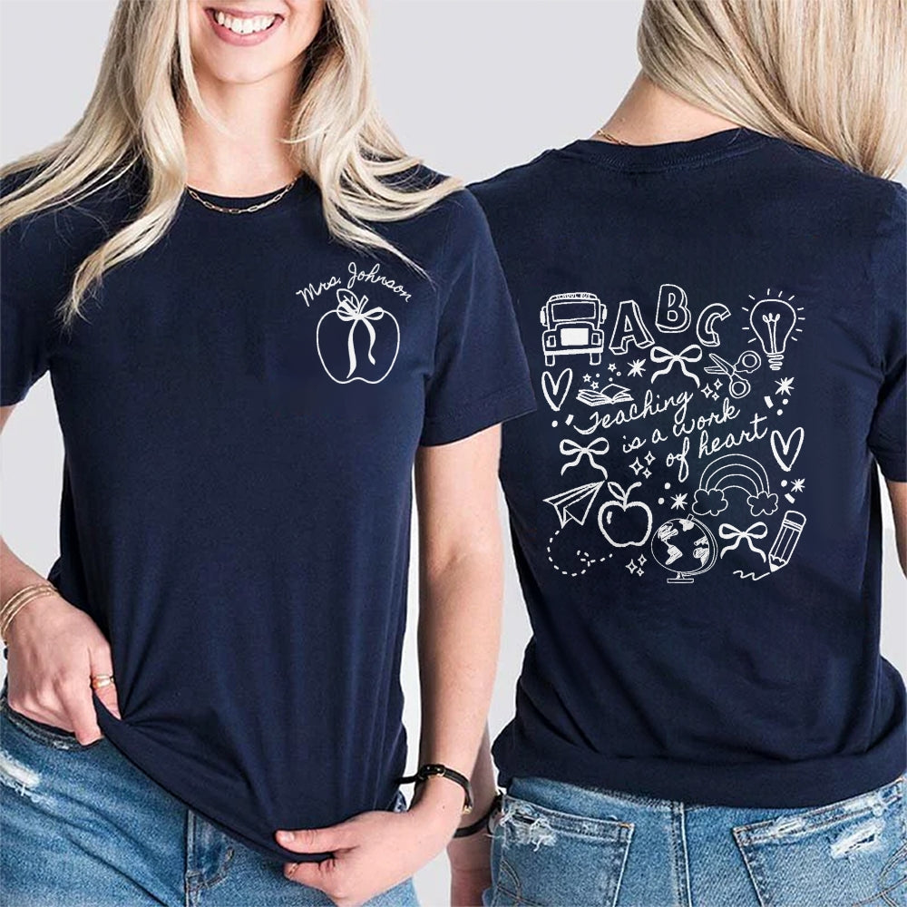 Personalized Name Teaching In A Work Of Heart Apple t-shirt