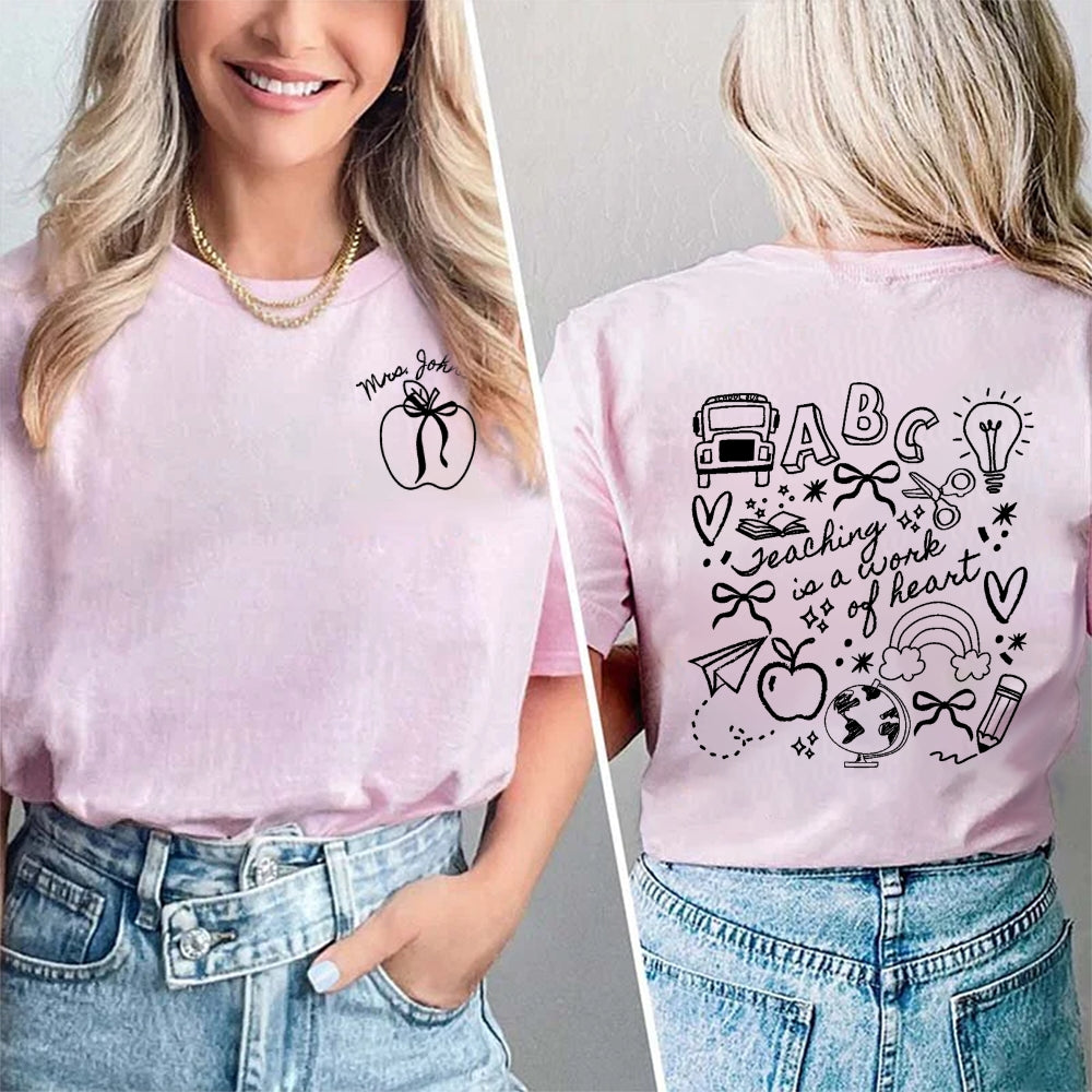 Personalized Name Teaching In A Work Of Heart Apple t-shirt