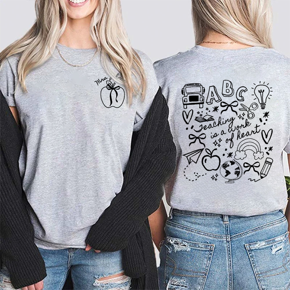 Personalized Name Teaching In A Work Of Heart Apple t-shirt