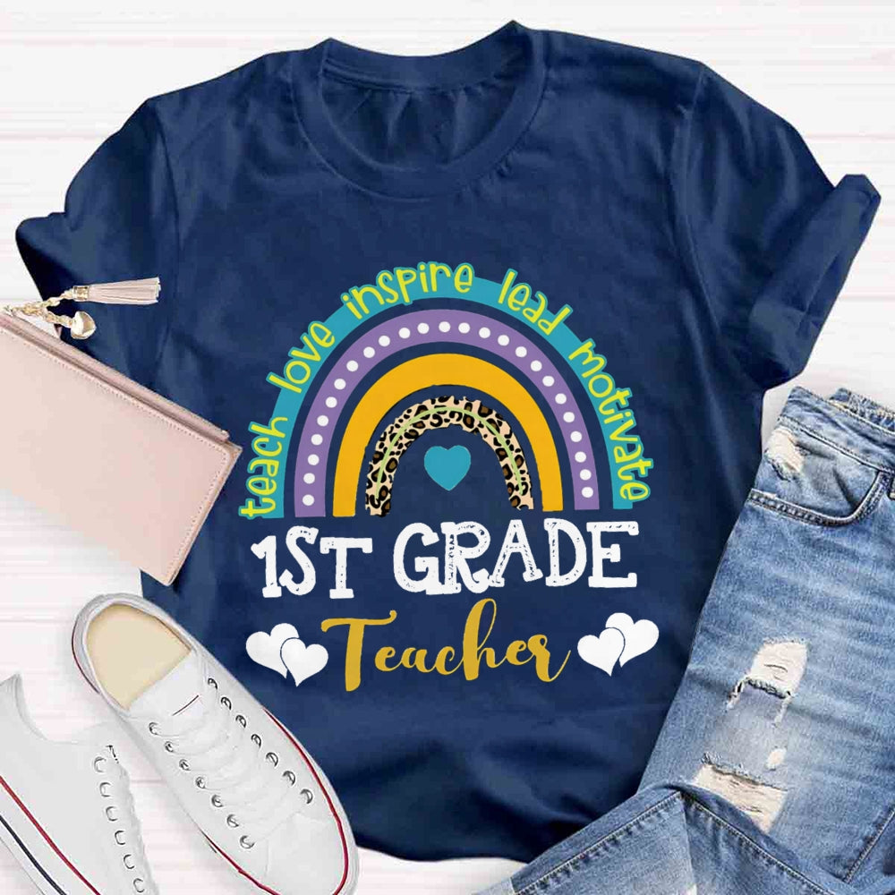 Personalized Grade Teach Love Inspire Lead Motivate Love Builds A Bridge T-shirt