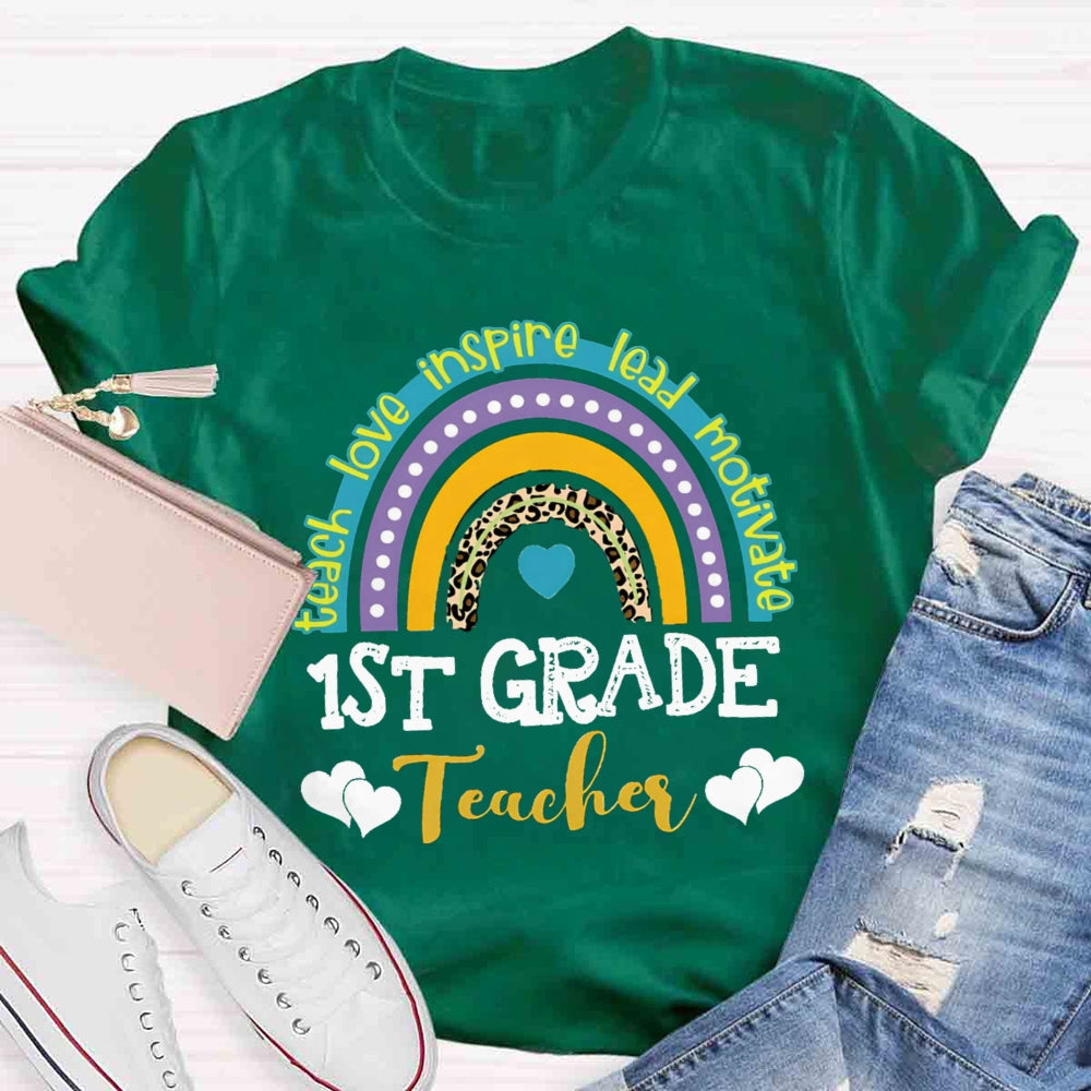 Personalized Grade Teach Love Inspire Lead Motivate Love Builds A Bridge T-shirt