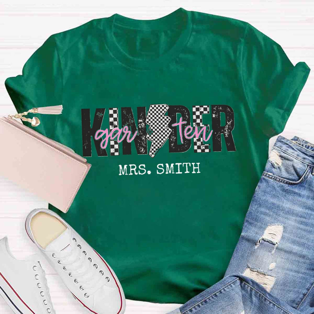Personalized Kindergarten Teacher Name Polka dots T-shirt