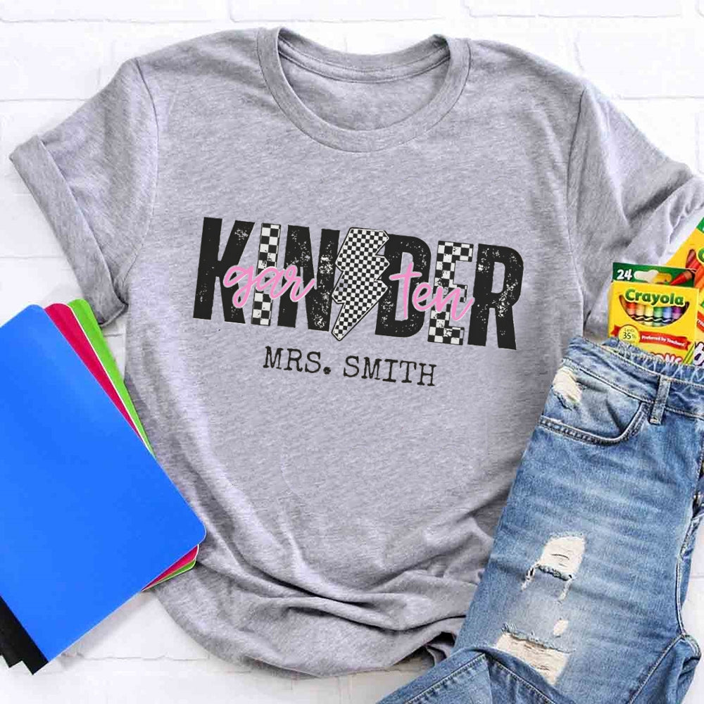 Personalized Kindergarten Teacher Name Polka dots T-shirt