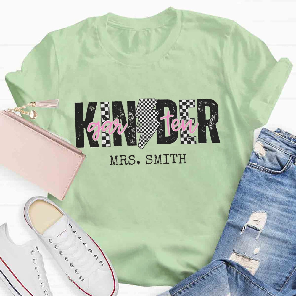 Personalized Kindergarten Teacher Name Polka dots T-shirt