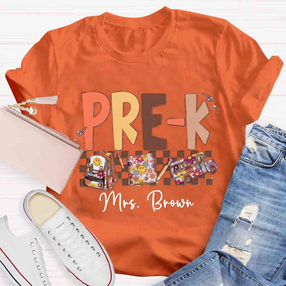 Personalized Name And Grade Smiley Face Backpack Notebook T-shirt