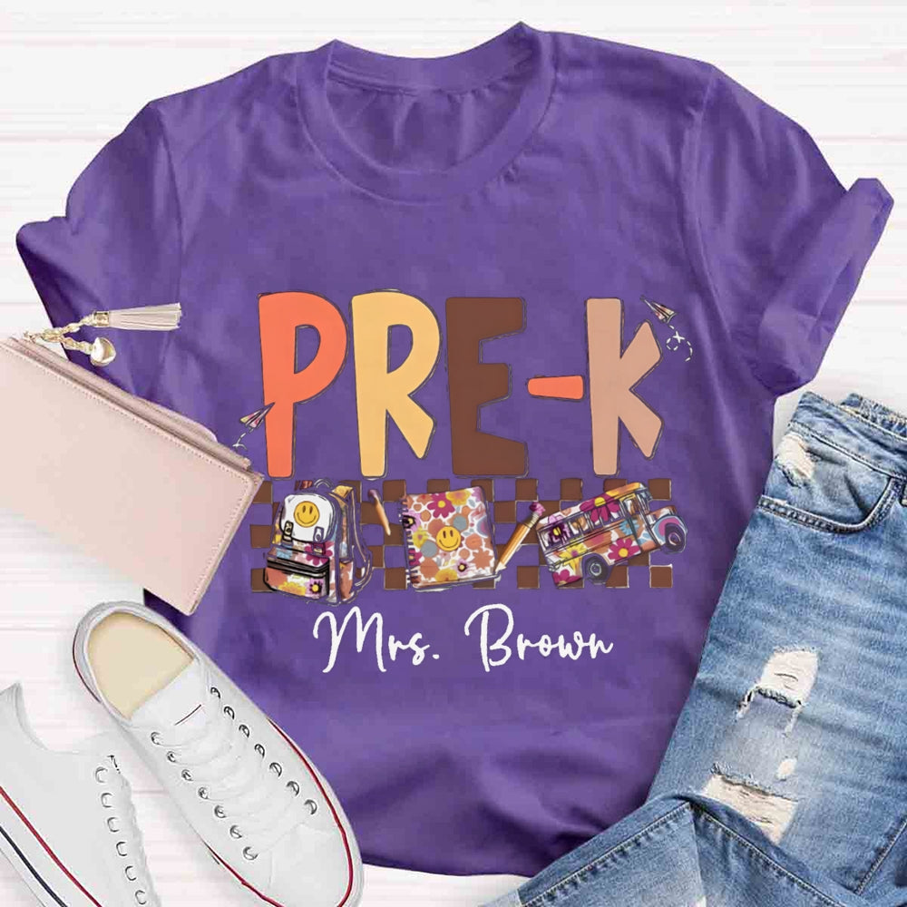 Personalized Name And Grade Smiley Face Backpack Notebook T-shirt