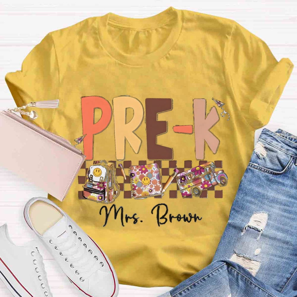 Personalized Name And Grade Smiley Face Backpack Notebook T-shirt