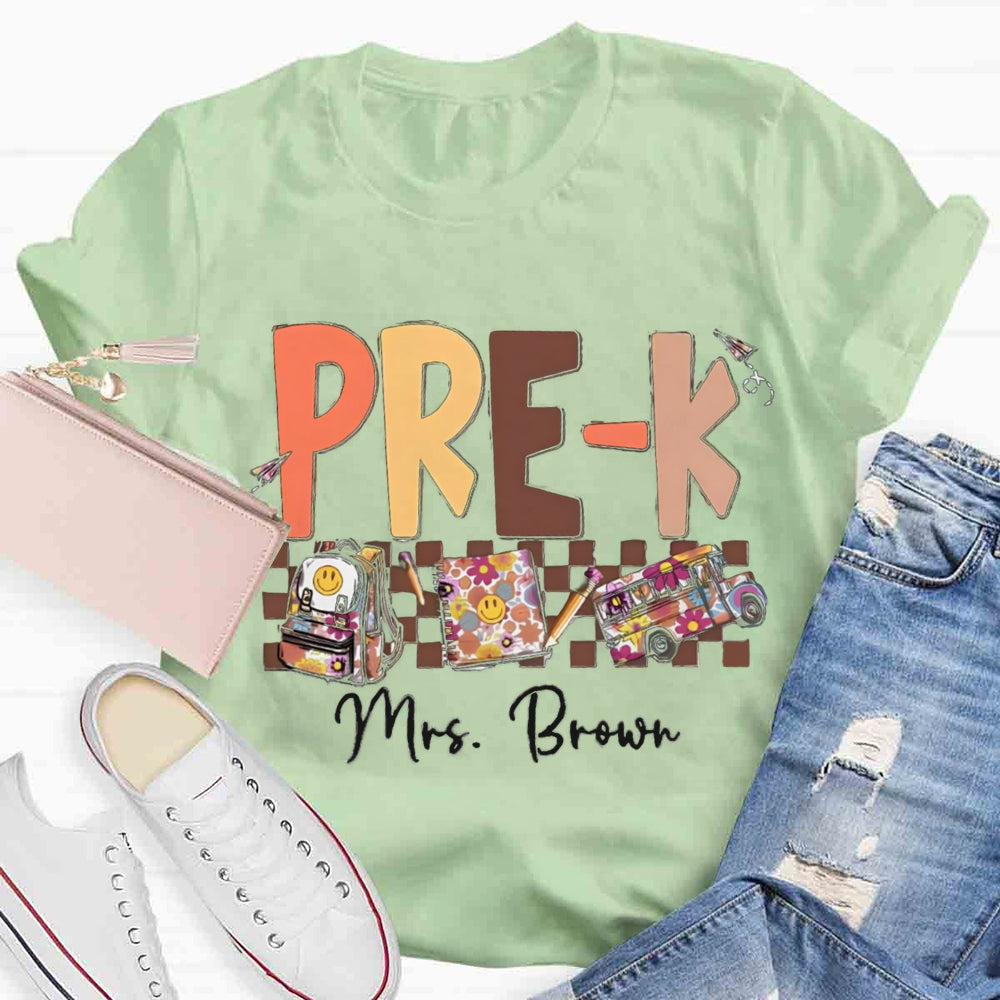 Personalized Name And Grade Smiley Face Backpack Notebook T-shirt