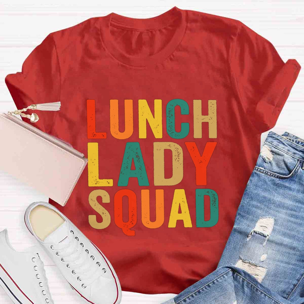 Lunch Lady Squad Colorful Letter Print T-shirt