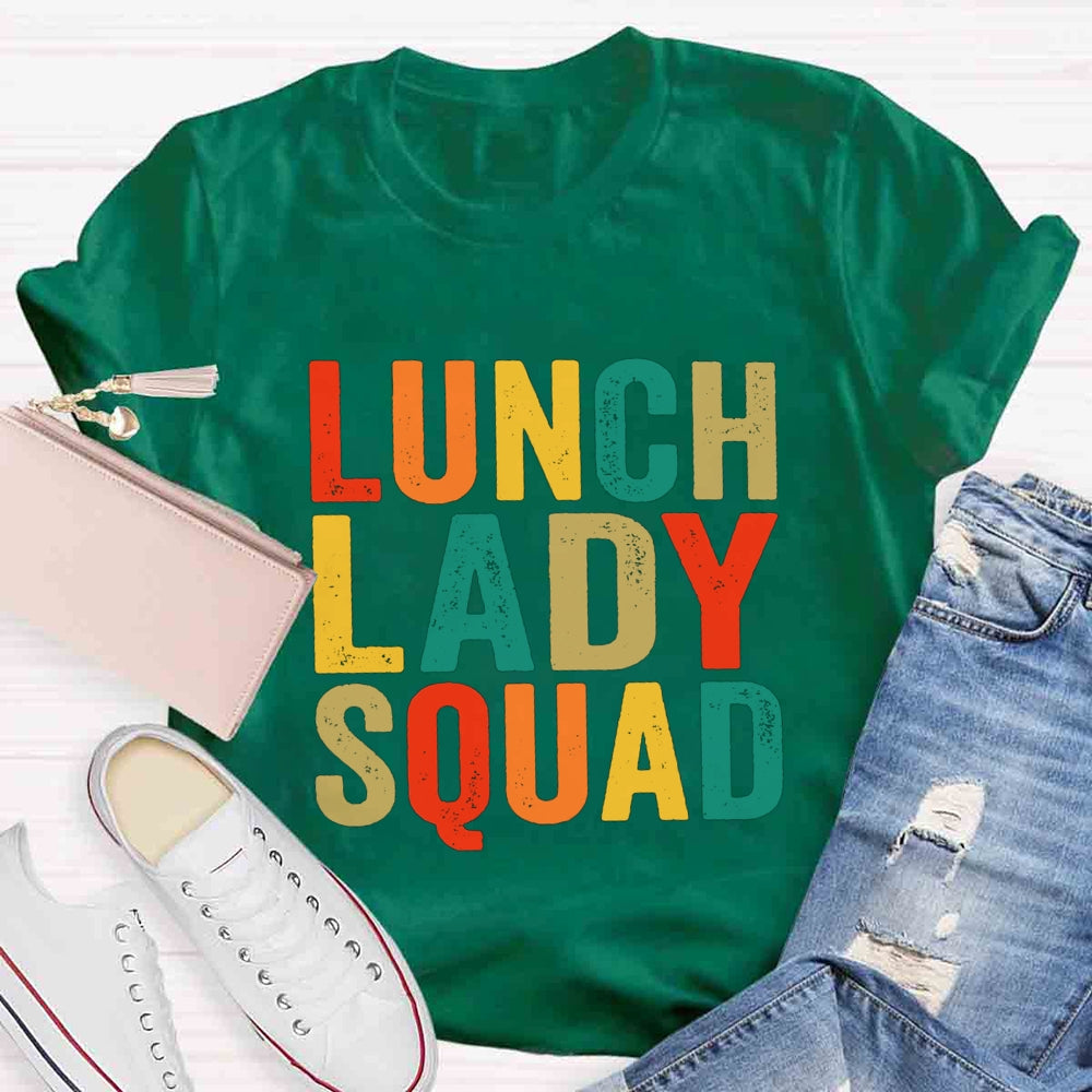 Lunch Lady Squad Colorful Letter Print T-shirt
