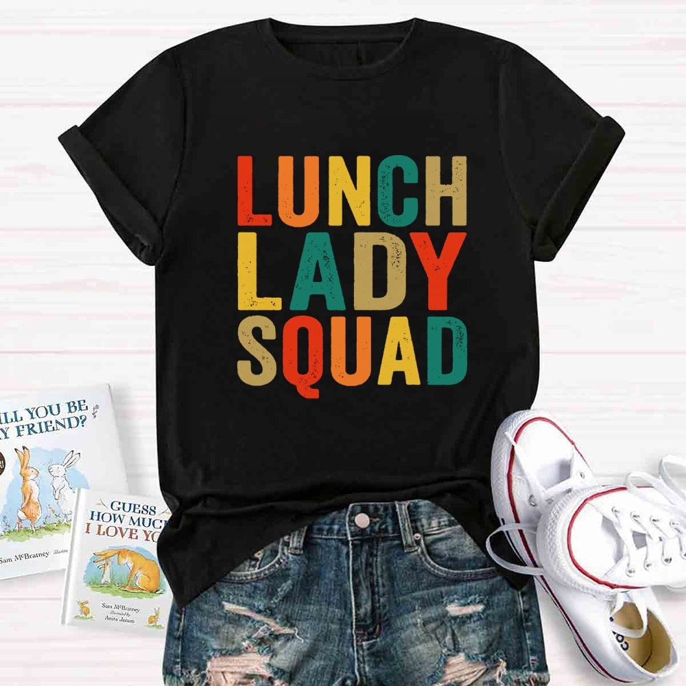 Lunch Lady Squad Colorful Letter Print T-shirt