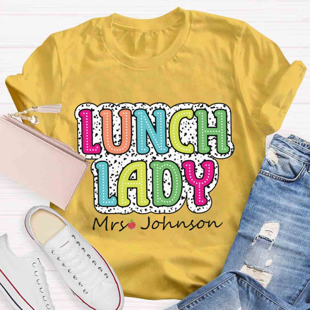 Personalized Name Lunch Lady Leopard Print T-shirt