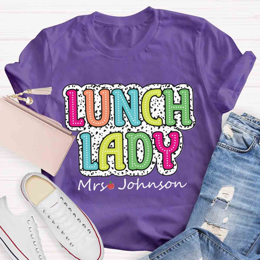 Personalized Name Lunch Lady Leopard Print T-shirt