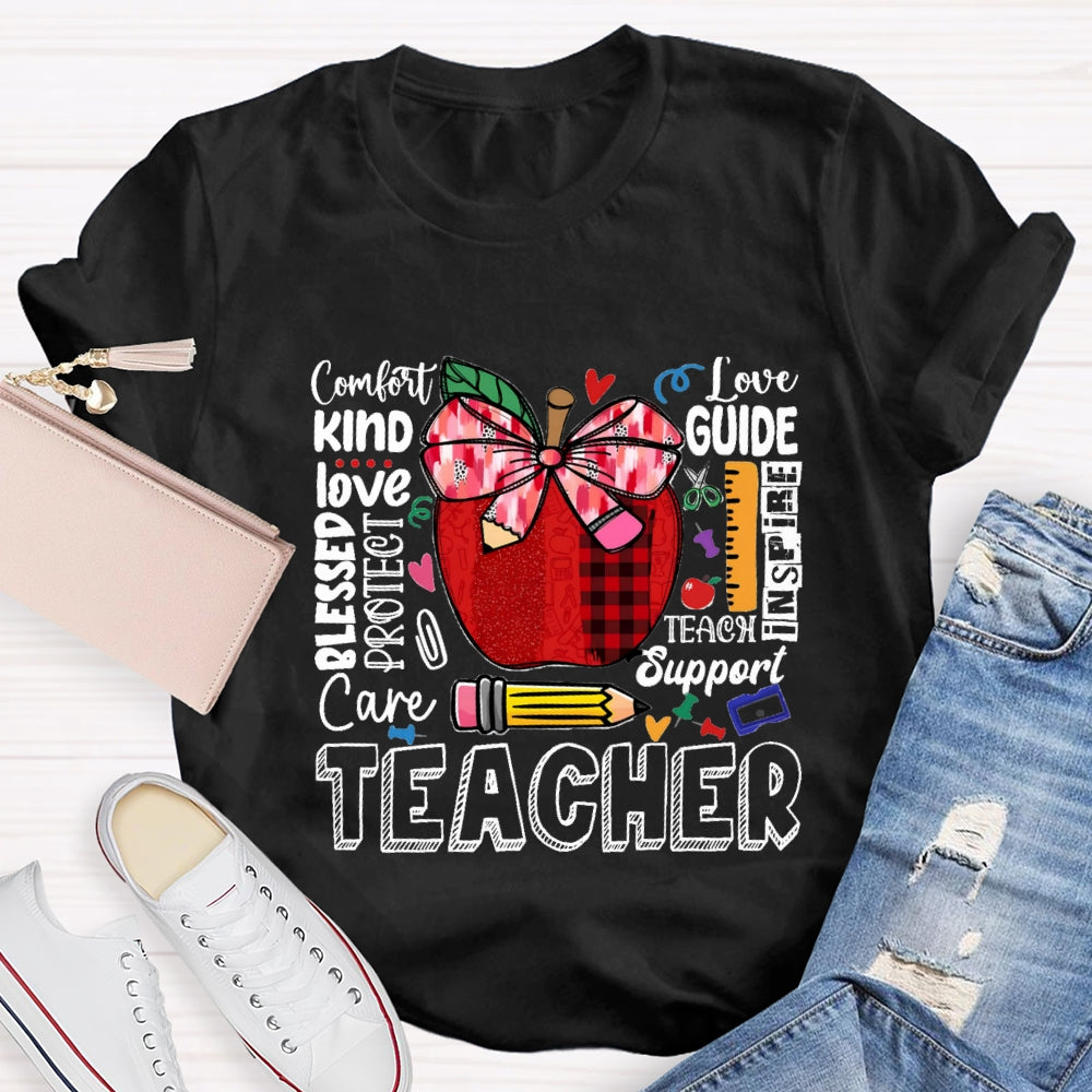 Comfort Kind Love Blessed Proteet Care Red Bow Apple T-shirt