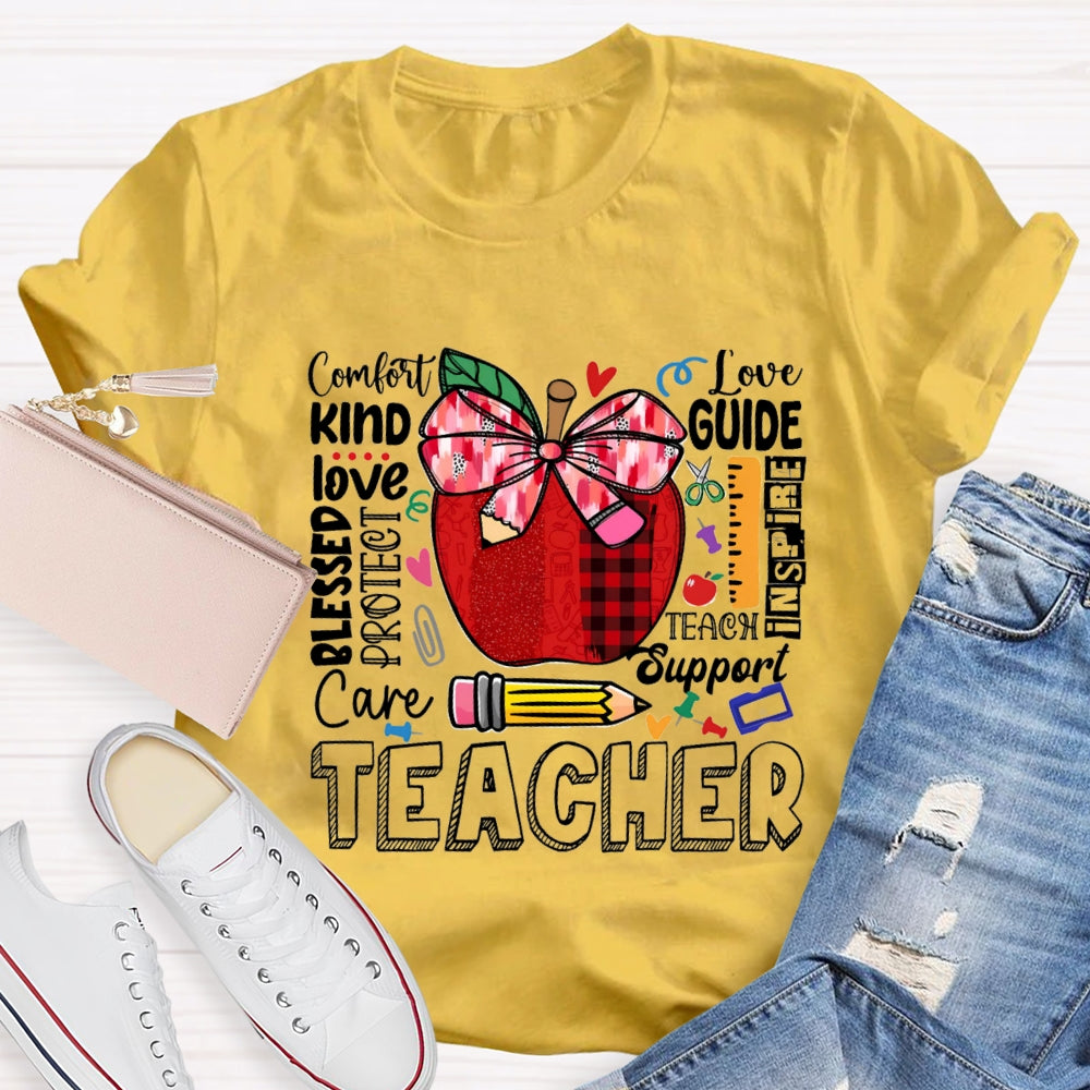 Comfort Kind Love Blessed Proteet Care Red Bow Apple T-shirt