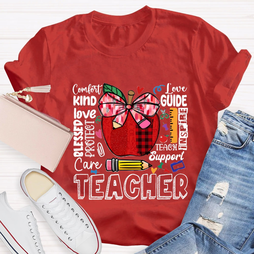 Comfort Kind Love Blessed Proteet Care Red Bow Apple T-shirt