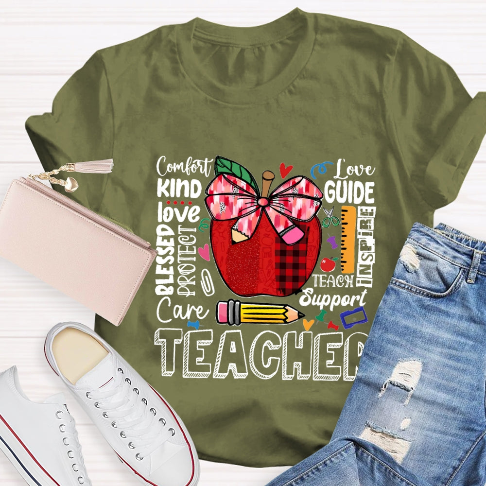 Comfort Kind Love Blessed Proteet Care Red Bow Apple T-shirt