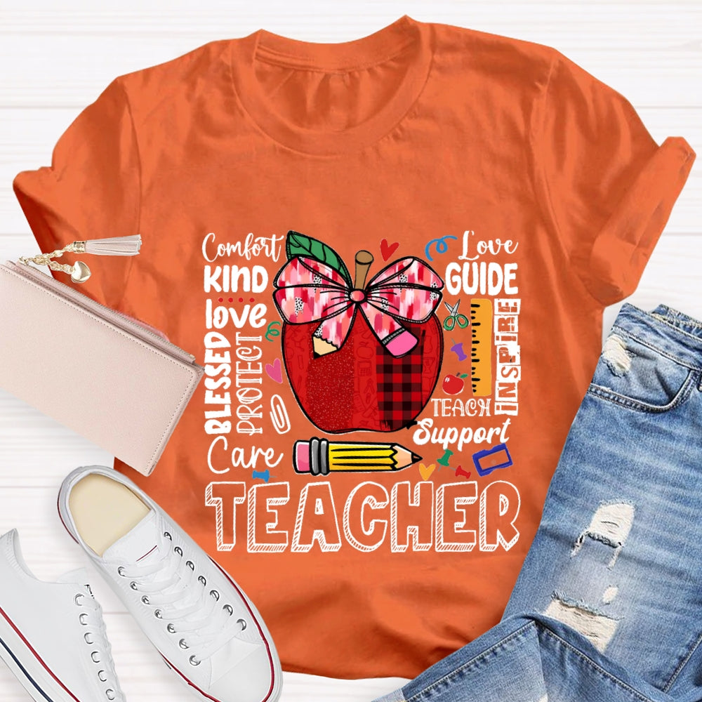 Comfort Kind Love Blessed Proteet Care Red Bow Apple T-shirt