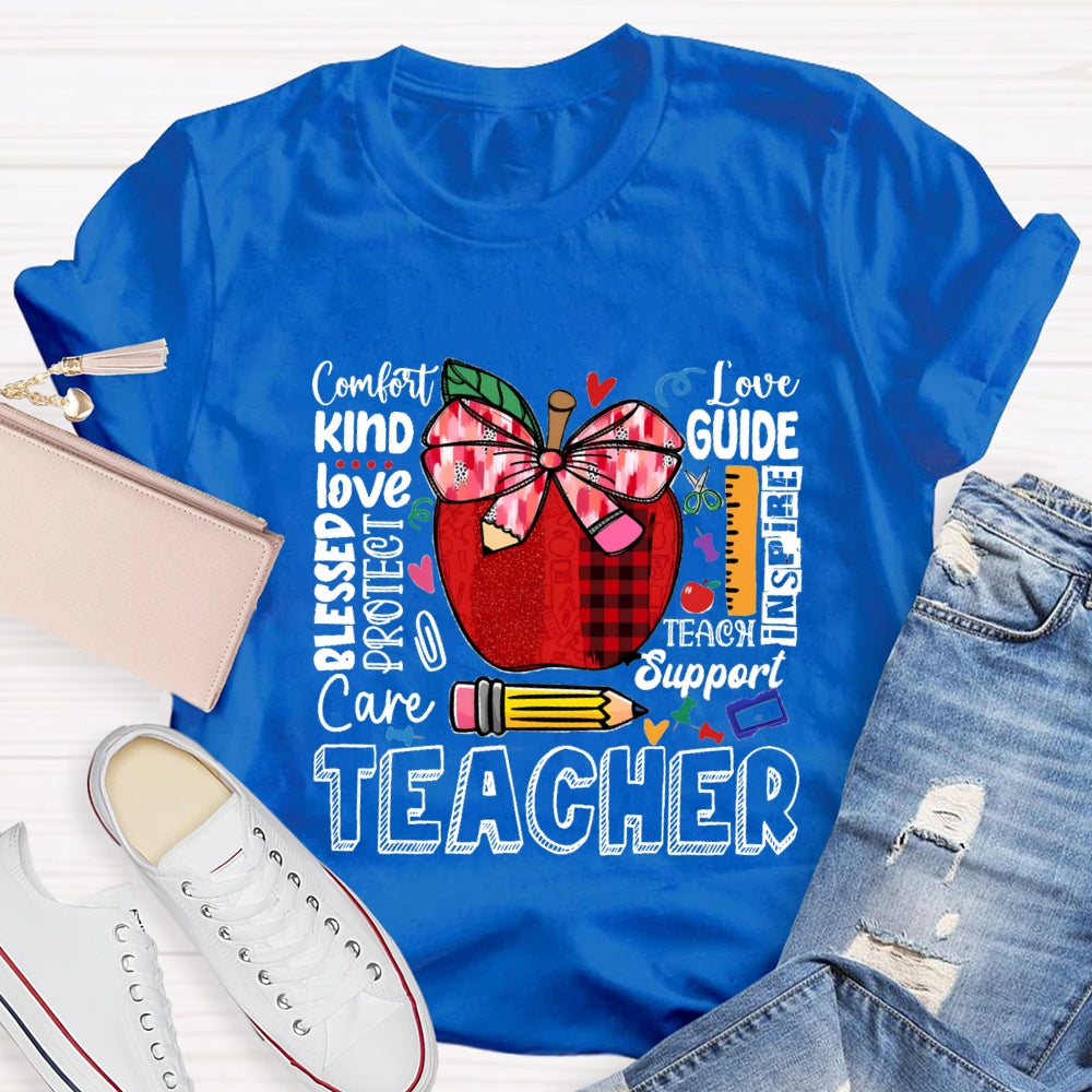 Comfort Kind Love Blessed Proteet Care Red Bow Apple T-shirt