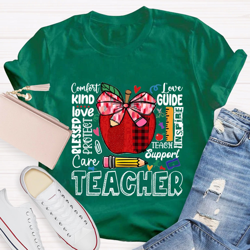 Comfort Kind Love Blessed Proteet Care Red Bow Apple T-shirt