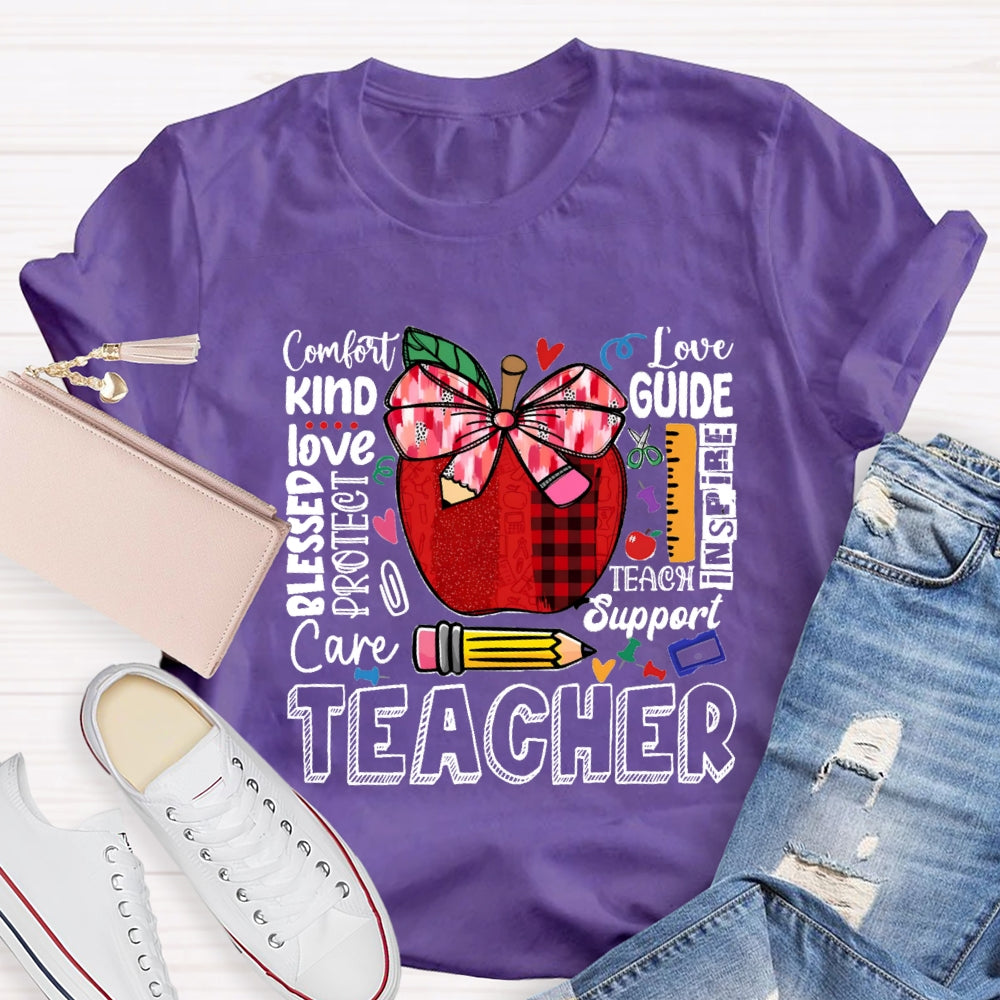 Comfort Kind Love Blessed Proteet Care Red Bow Apple T-shirt