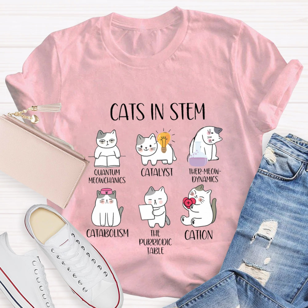 Cats In Stem Quantum Catalyst Ther-Meow-Dynamics Catabolism The Purriodictabee Cation T-shirt