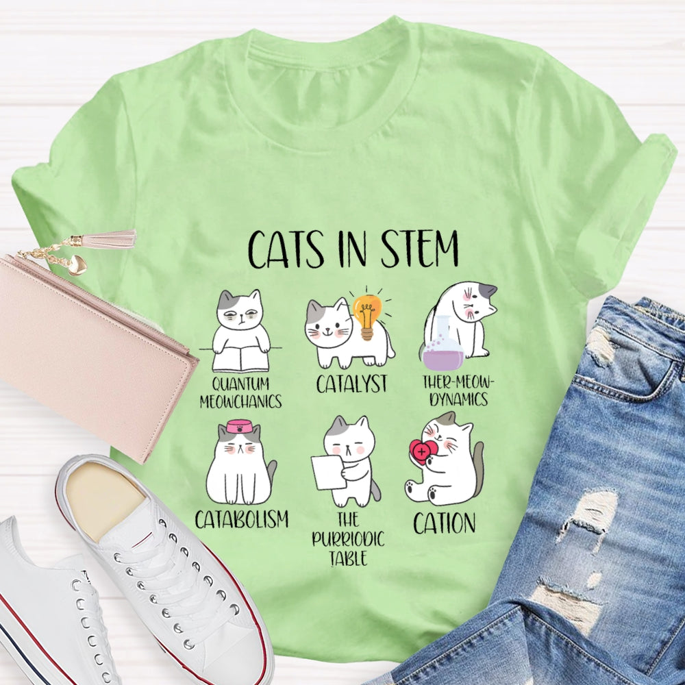 Cats In Stem Quantum Catalyst Ther-Meow-Dynamics Catabolism The Purriodictabee Cation T-shirt