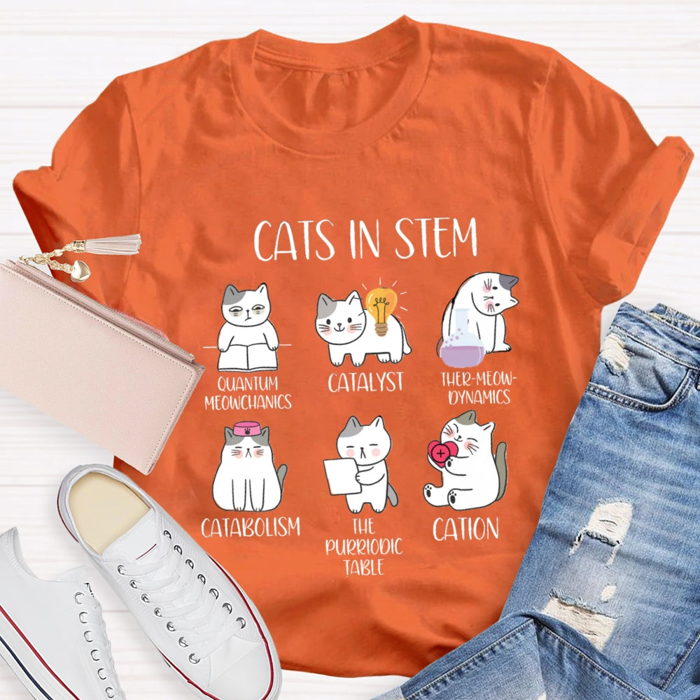 Cats In Stem Quantum Catalyst Ther-Meow-Dynamics Catabolism The Purriodictabee Cation T-shirt