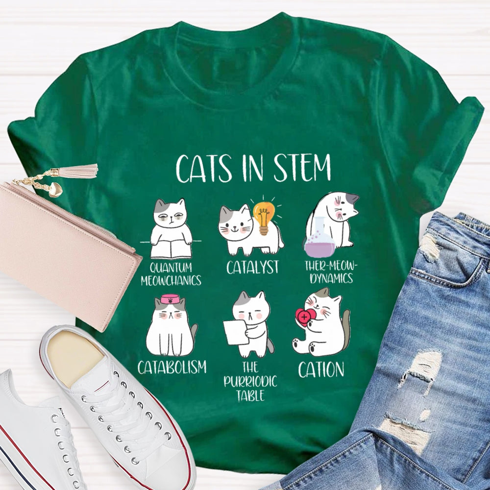 Cats In Stem Quantum Catalyst Ther-Meow-Dynamics Catabolism The Purriodictabee Cation T-shirt