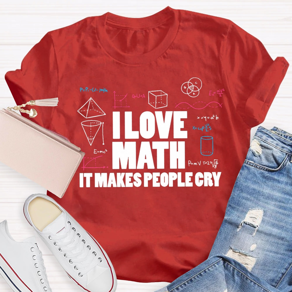 I Love Math It Makes People Cry Cube Cylinder Cone T-shirt