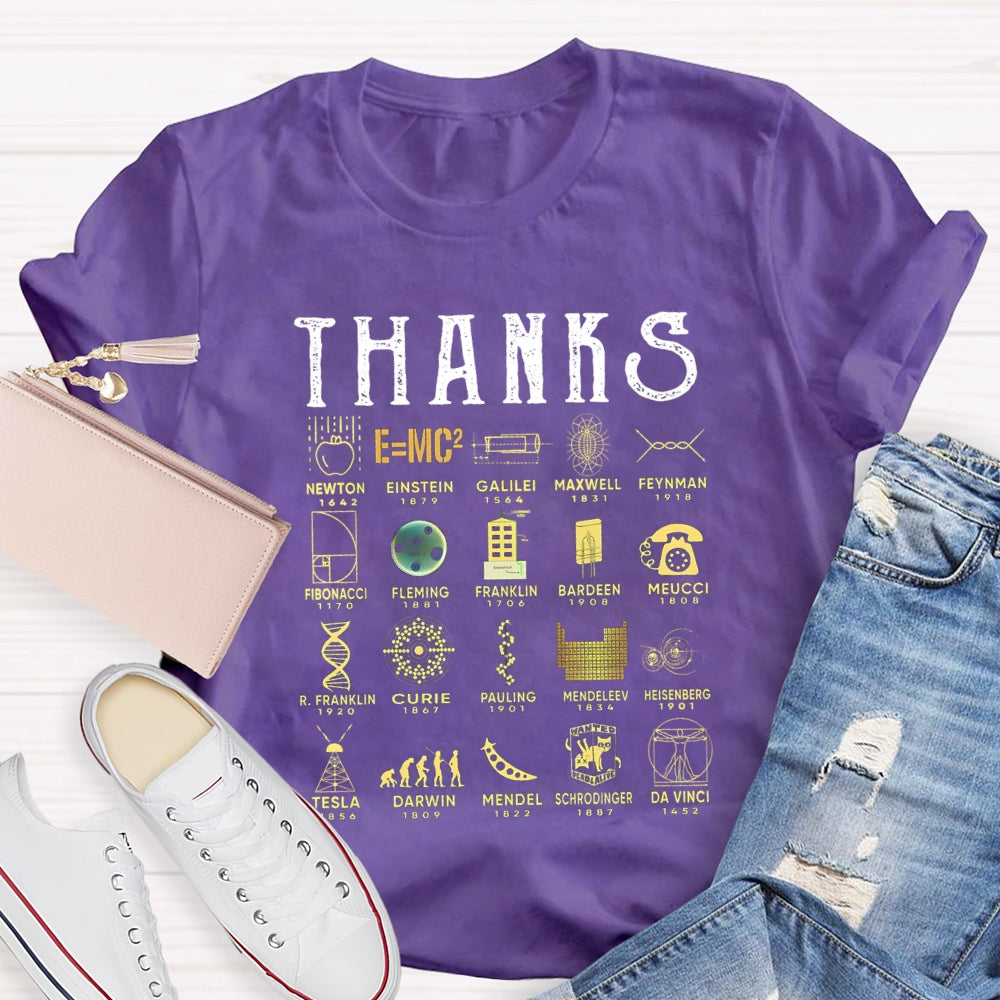 Thanks Newton Einstein Galileo Maxwell Feynman T-shirt
