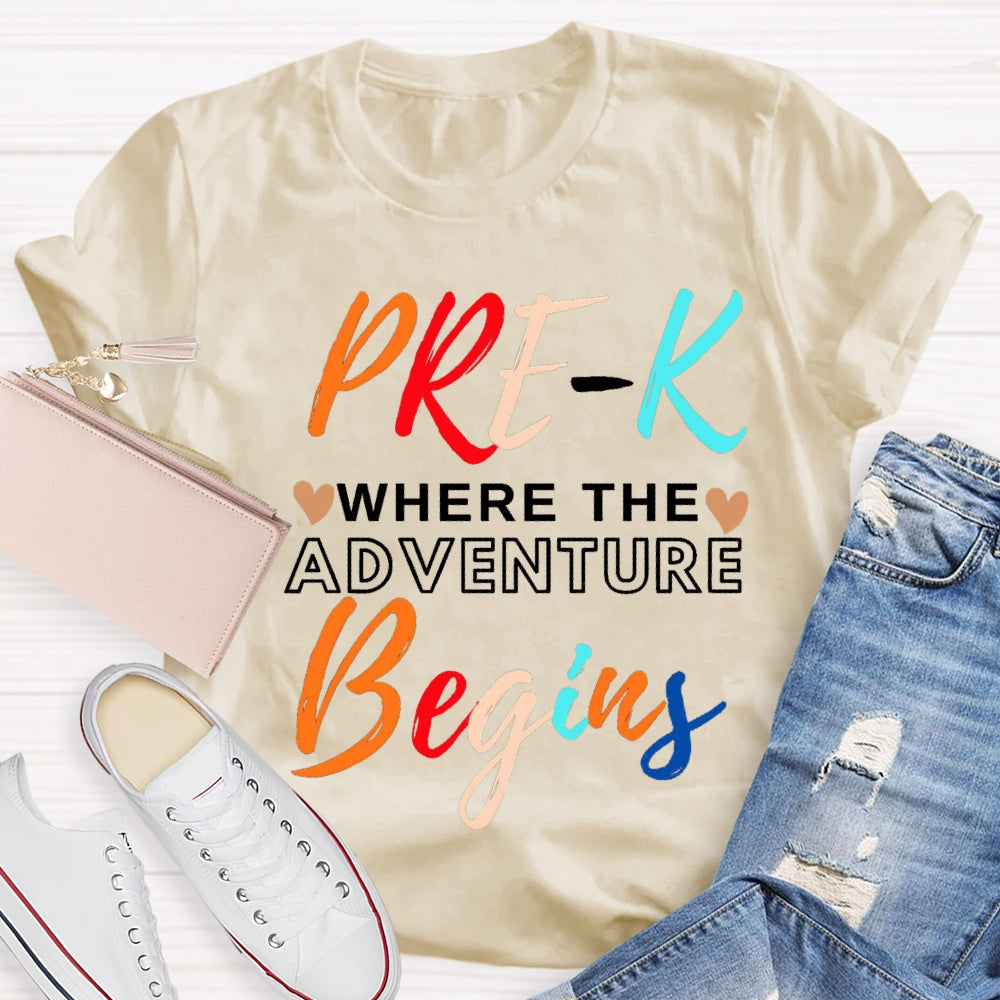 Personalized Grade Pre K Where The Adventure Begins T-shirt