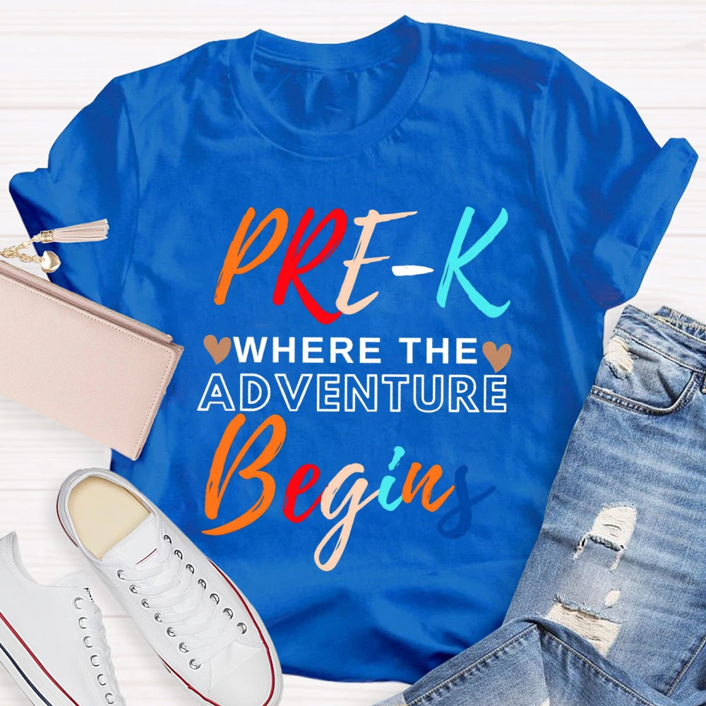 Personalized Grade Pre K Where The Adventure Begins T-shirt