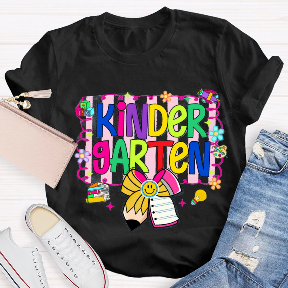 Personalized Grade Colorful Letter Bow T-shirt