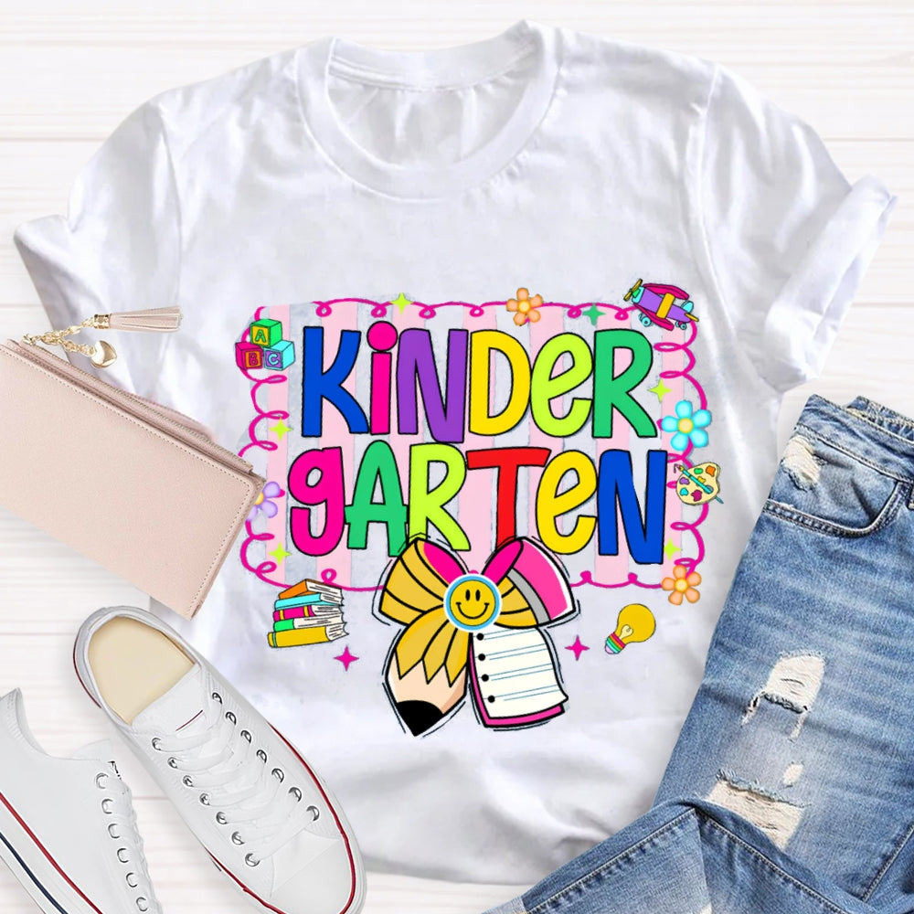 Personalized Grade Colorful Letter Bow T-shirt