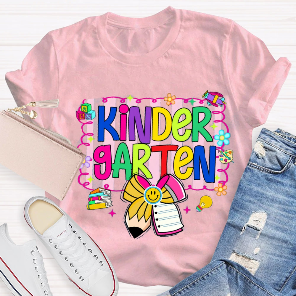 Personalized Grade Colorful Letter Bow T-shirt