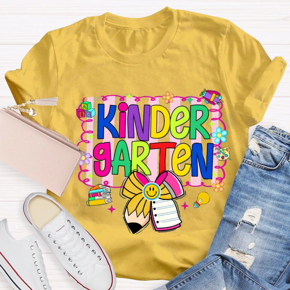 Personalized Grade Colorful Letter Bow T-shirt
