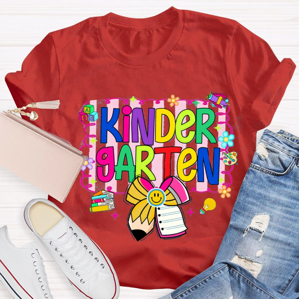 Personalized Grade Colorful Letter Bow T-shirt